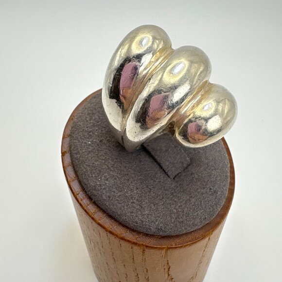 VTG Solid Sterling Silver 925 Puffed Spiral Swirl Design Band Ring Size 7.75 - Picture 2 of 13